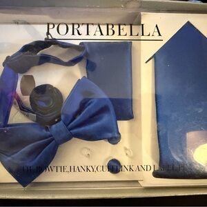 Portabella Blue Bow Tie Set